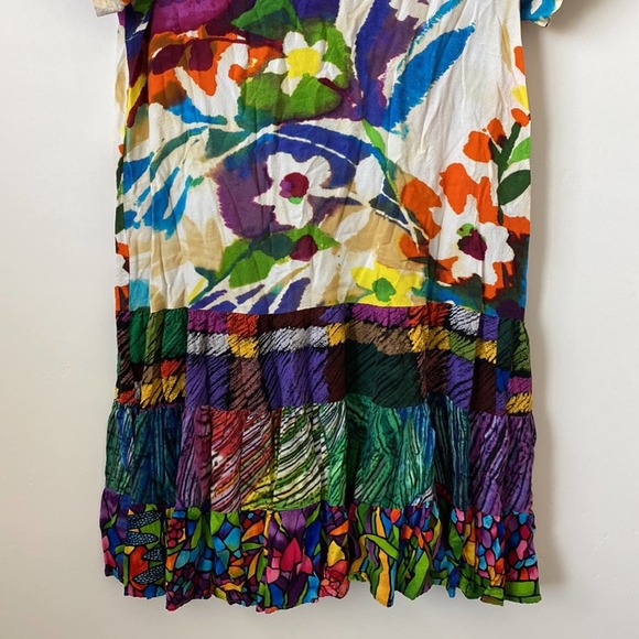 Jams World Hattie Dress Tiered Ruffle Hem Floral Tropical Size: S - Picture 3 of 5